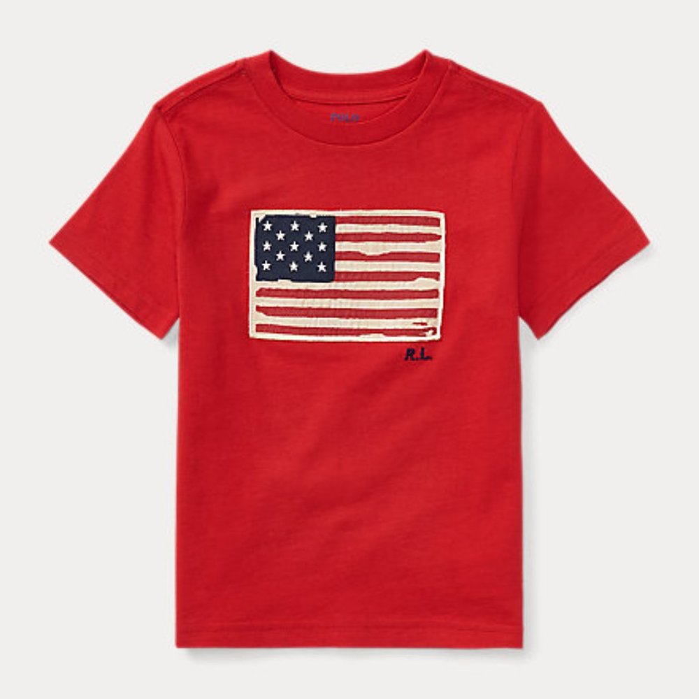 Boys Polo Flag Cotton Jersey Tee- S 8